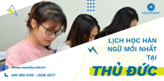 Lịch học Hàn ngữ mới nhất tại quận Thủ Đức
