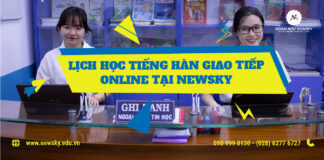 Lịch học tiếng Hàn giao tiếp Online tại NewSky